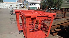 Контейнер 1,1 м3 сетчатый для сбора пластиковых бутылок и ПЭТ на колёсах, с крышкой, с евро захватом для выгрузки спец машины